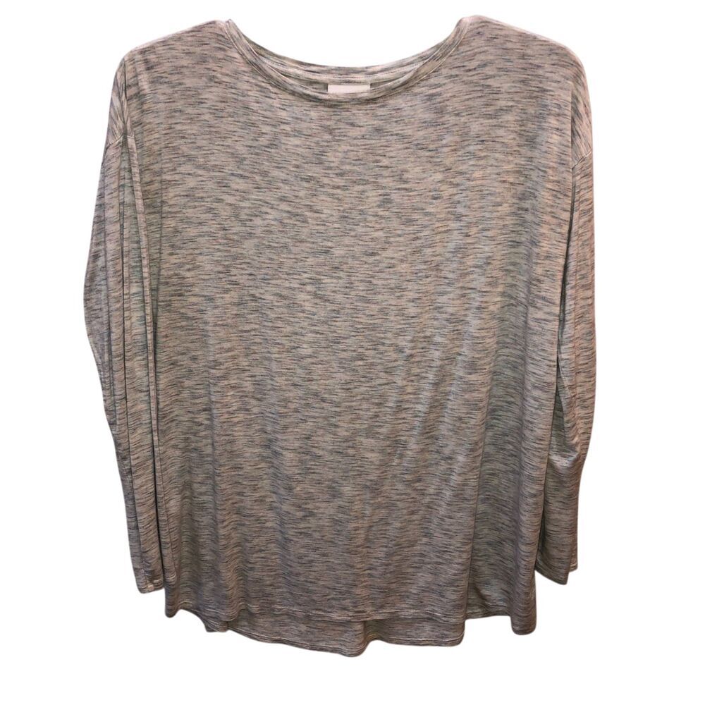 J Jill Womens Medium Marled Gray Blue Long Sleeve Pleated Shirt Top Size M